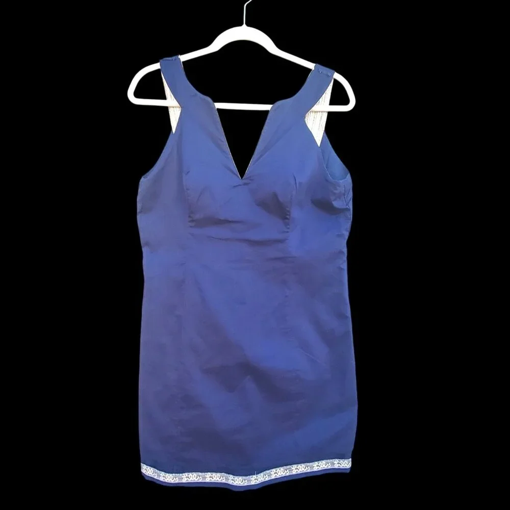Lilly Pulitzer Valli Shift Dress Size 6 Navy Blue White Gold Sleeveless Cotton - Picture 7 of 13